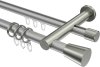 10224612-XX3339 Rundrohr-Innenlauf Gardinenstange Aluminium / Metall 20 mm Ø 2-läufig PLATON - Sitra Silbergrau / Edelstahl-Optik