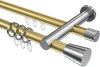 10224612-XX3812 Rundrohr-Innenlauf Gardinenstange Aluminium / Metall 20 mm Ø 2-läufig PLATON - Sitra Messing-Optik / Chrom