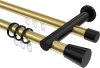 10224612-XX3829 Rundrohr-Innenlauf Gardinenstange Aluminium / Metall 20 mm Ø 2-läufig PLATON - Sitra Messing-Optik / Schwarz