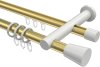 10224612-XX3832 Rundrohr-Innenlauf Gardinenstange Aluminium / Metall 20 mm Ø 2-läufig PLATON - Sitra Messing-Optik / Weiß