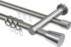 10224612-XX3912 Rundrohr-Innenlauf Gardinenstange Aluminium / Metall 20 mm Ø 2-läufig PLATON - Sitra Edelstahl-Optik / Chrom