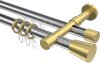 10224626-XX1238 Rundrohr-Innenlauf Gardinenstange Aluminium / Metall 20 mm Ø 2-läufig PRESTIGE - Sitra Chrom / Messing-Optik