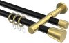 10224626-XX2938 Rundrohr-Innenlauf Gardinenstange Aluminium / Metall 20 mm Ø 2-läufig PRESTIGE - Sitra Schwarz / Messing-Optik