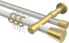10224626-103238 Rundrohr-Innenlauf Gardinenstange Aluminium / Metall 20 mm Ø 2-läufig PRESTIGE - Sitra Weiß / Messing-Optik