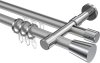 10224626-XX3312 Rundrohr-Innenlauf Gardinenstange Aluminium / Metall 20 mm Ø 2-läufig PRESTIGE - Sitra Silbergrau / Chrom