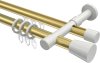 10224626-XX3832 Rundrohr-Innenlauf Gardinenstange Aluminium / Metall 20 mm Ø 2-läufig PRESTIGE - Sitra Messing-Optik / Weiß