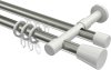 10224626-103932 Rundrohr-Innenlauf Gardinenstange Aluminium / Metall 20 mm Ø 2-läufig PRESTIGE - Sitra Edelstahl-Optik / Weiß