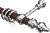 10280302-101912 Gardinenstange Holz 28 mm Ø CLASSIC - Rondo Nussbaum lackiert / Chrom