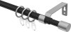 12162220-072833 Ausziehbare Gardinenstange Metall / Kunststoff 16/13 mm Ø HERA - Livo Schwarz / Silbergrau