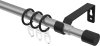 12162220-073328 Ausziehbare Gardinenstange Metall / Kunststoff 16/13 mm Ø HERA - Livo Silbergrau / Schwarz