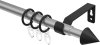 12163120-073328 Ausziehbare Gardinenstange Metall / Kunststoff 16/13 mm Ø HERA - Cone Silbergrau / Schwarz
