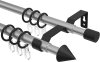 12163121-073328 Ausziehbare Gardinenstange Metall / Kunststoff 16/13 mm 2-läufig Ø HERA - Cone Silbergrau / Schwarz