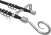 12163221-072833 Ausziehbare Gardinenstange Metall / Kunststoff 16/13 mm 2-läufig Ø HERA - Helix Schwarz / Silbergrau