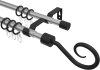 12163221-073328 Ausziehbare Gardinenstange Metall / Kunststoff 16/13 mm 2-läufig Ø HERA - Helix Silbergrau / Schwarz