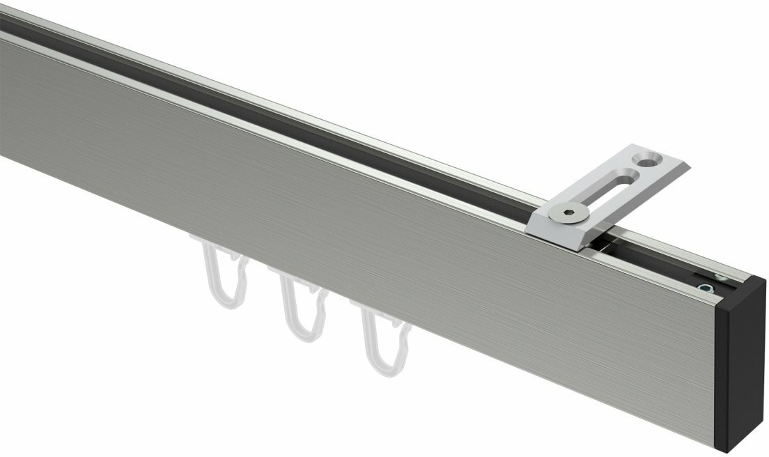 Innenlauf Gardinenstange Deckenmontage Aluminium / Metall - mm Paxo SMARTLINE (Universal) cm Edelstahl-Optik 100 14x35 eckig / Schwarz