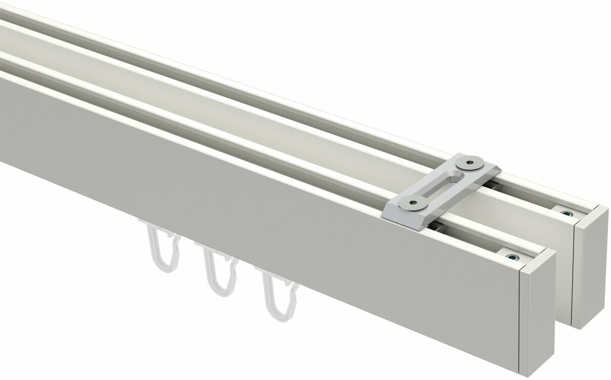 Innenlauf Gardinenstange Deckenmontage Aluminium / Metall eckig 14x35 mm 2- läufig SMARTLINE (Universal) - Paxo Weiß 100 cm