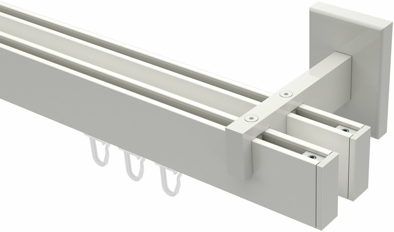 Innenlauf Gardinenstange Aluminium / Metall eckig 14x35 mm 2-läufig  SMARTLINE - Paxo Weiß 100 cm