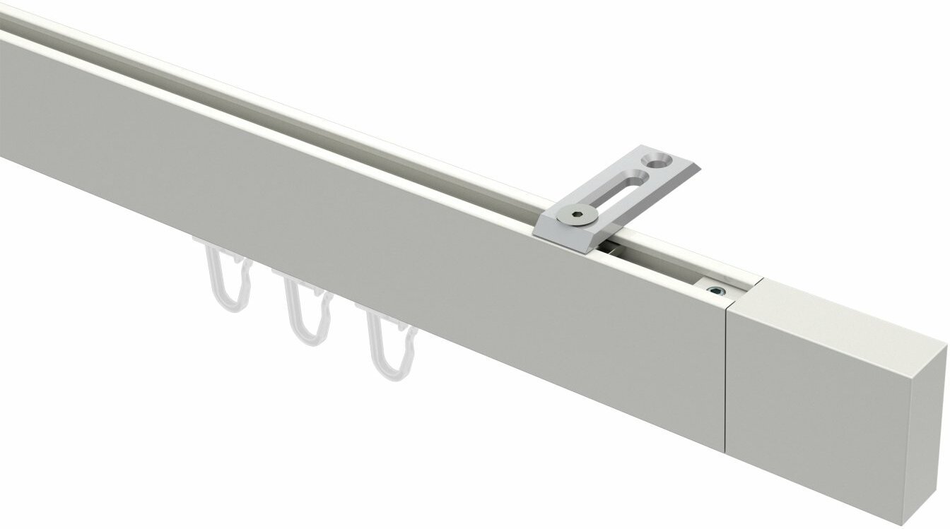 Lox Gardinenstange mm Aluminium - eckig 100 Deckenmontage 14x35 cm SMARTLINE Metall / (Universal) Weiß Innenlauf