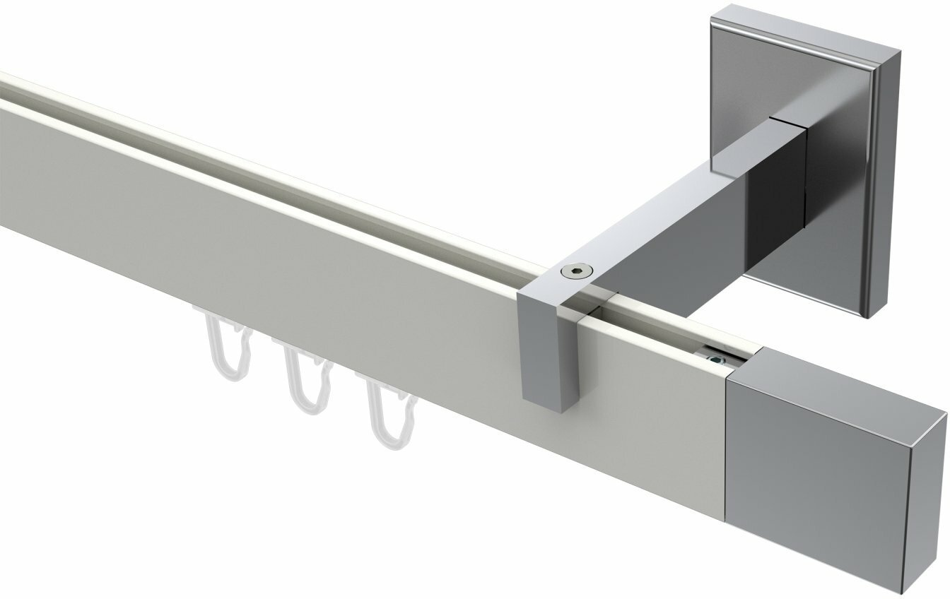 Japanische Handwerkskunst Innenlauf Gardinenstange cm 14x35 eckig - Lox Chrom / Aluminium 100 Weiß mm SMARTLINE / Metall
