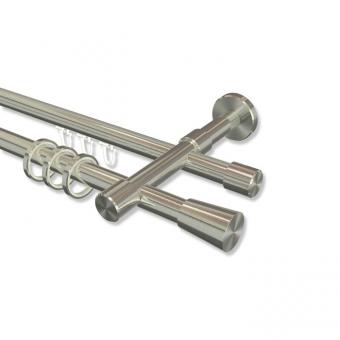 Rundrohr-Innenlauf Gardinenstange Edelstahl-Optik 16 mm Ø 2-läufig SINUX - Carelli 100 cm