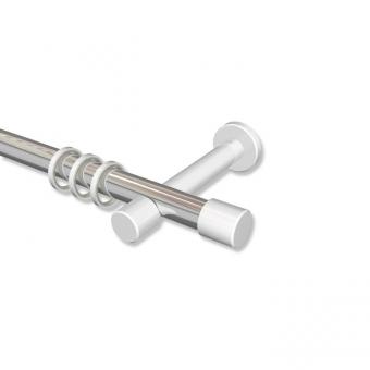 Gardinenstange Metall 20 mm Ø PRESTIGE - Santo Chrom / Weiß 100 cm