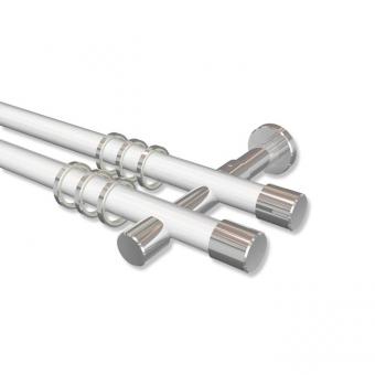 Gardinenstange Metall 20 mm Ø 2-läufig PRESTIGE - Santo Weiß / Chrom 100 cm