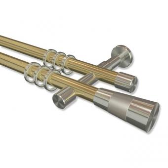 Gardinenstange Messing-Optik / Edelstahl-Optik 20 mm Ø 2-läufig PRESTIGE - Tanara 100 cm