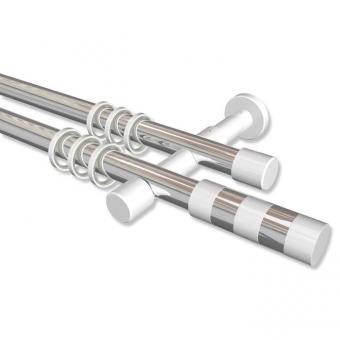 Gardinenstange Metall 20 mm Ø 2-läufig PRESTIGE - Mavell Chrom / Weiß 100 cm