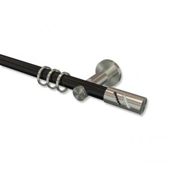Gardinenstange Metall 20 mm Ø PLATON - Zoena Schwarz / Edelstahl-Optik 100 cm