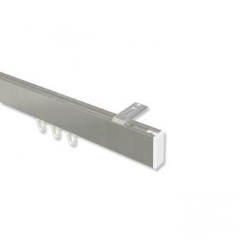 Innenlauf Gardinenstange Deckenmontage Aluminium / Metall eckig 14x35 mm SMARTLINE (Universal) - Paxo Edelstahl-Optik / Weiß 100 cm