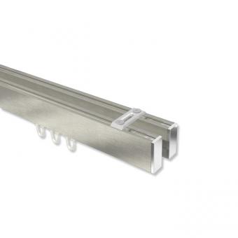 Innenlauf Gardinenstange Deckenmontage Aluminium / Metall eckig 14x35 mm 2-läufig SMARTLINE (Universal) - Paxo Edelstahl-Optik / Chrom 100 cm