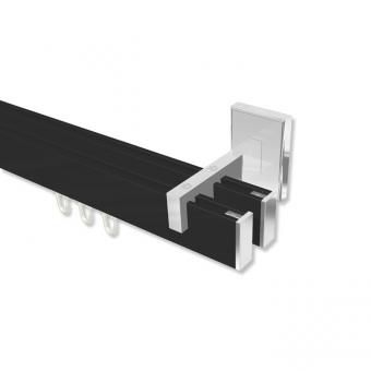 Innenlauf Gardinenstange Aluminium / Metall eckig 14x35 mm 2-läufig SMARTLINE - Paxo Schwarz / Chrom 100 cm
