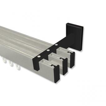Innenlauf Gardinenstange Aluminium / Metall eckig 14x35 mm 3-läufig SMARTLINE - Paxo Edelstahl-Optik / Schwarz (WA lang) 100 cm