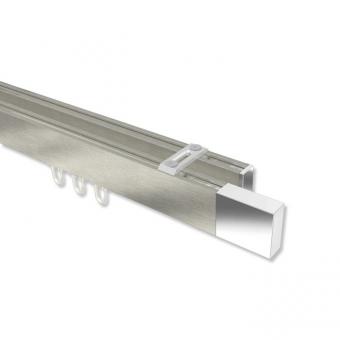 Innenlauf Gardinenstange Deckenmontage Aluminium / Metall eckig 14x35 mm 2-läufig SMARTLINE (Universal) - Lox Edelstahl-Optik / Chrom 100 cm