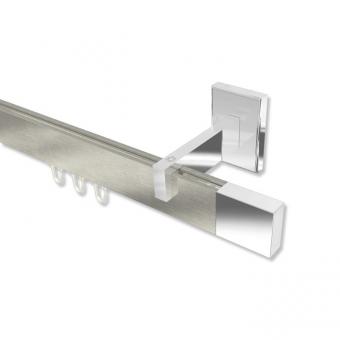 Innenlauf Gardinenstange Aluminium / Metall eckig 14x35 mm SMARTLINE - Lox Edelstahl-Optik / Chrom 100 cm
