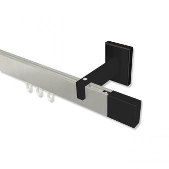 Innenlauf Gardinenstange Aluminium / Metall eckig 14x35 mm SMARTLINE - Lox Edelstahl-Optik / Schwarz 100 cm