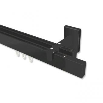 Innenlauf Gardinenstange Aluminium / Metall eckig 14x35 mm 2-läufig SMARTLINE - Lox Schwarz 100 cm