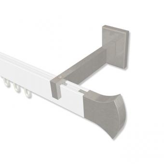 Innenlauf Gardinenstange Aluminium / Metall eckig 14x35 mm SMARTLINE - Conex Weiß / Edelstahl-Optik (WA lang) 100 cm
