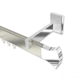 Innenlauf Gardinenstange Aluminium / Metall eckig 14x35 mm SMARTLINE - Conex Edelstahl-Optik / Chrom (WA lang) 100 cm
