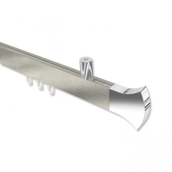 Innenlauf Gardinenstange Deckenmontage Aluminium / Metall eckig 14x35 mm SONIUS - Conex Edelstahl-Optik / Chrom 100 cm