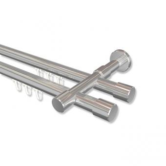 Innenlauf Gardinenstange Aluminium / Metall 20 mm Ø 2-läufig PRESTIGE - Santo Chrom 100 cm