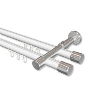 Innenlauf Gardinenstange Aluminium / Metall 20 mm Ø 2-läufig PRESTIGE - Santo Weiß / Chrom 100 cm