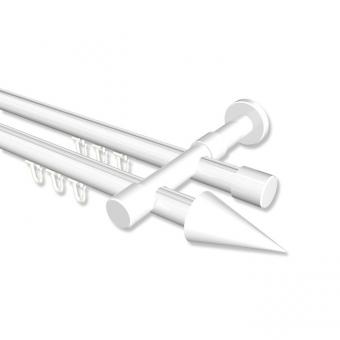 Innenlauf Gardinenstange Aluminium / Metall 20 mm Ø 2-läufig PRESTIGE - Savio Weiß 100 cm