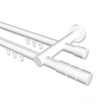 Innenlauf Gardinenstange Aluminium / Metall 20 mm Ø 2-läufig PLATON - Elanto Weiß 100 cm