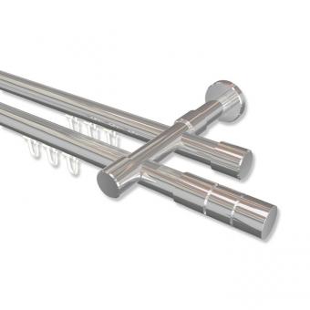 Innenlauf Gardinenstange Aluminium / Metall 20 mm Ø 2-läufig PRESTIGE - Elanto Chrom 100 cm