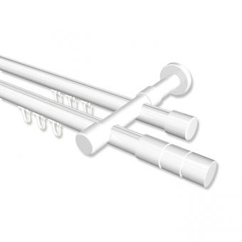Innenlauf Gardinenstange Aluminium / Metall 20 mm Ø 2-läufig PRESTIGE - Elanto Weiß 100 cm