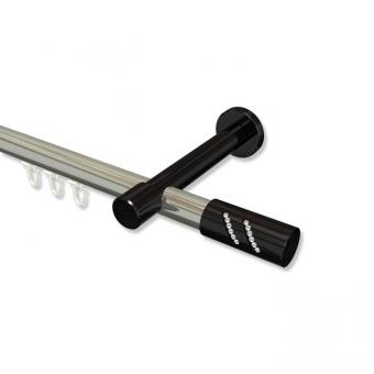 Innenlauf Gardinenstange Aluminium / Metall 20 mm Ø PRESTIGE - Zoena Edelstahl-Optik / Schwarz 100 cm
