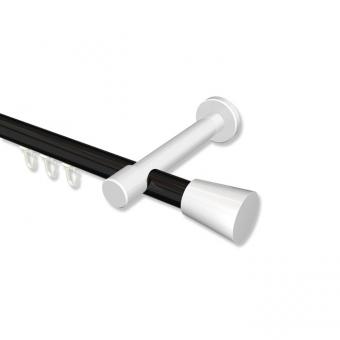 Innenlauf Gardinenstange Aluminium / Metall 20 mm Ø PRESTIGE - Sitra Schwarz / Weiß 100 cm