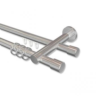 Rundrohr-Innenlauf Gardinenstange Aluminium / Metall 20 mm Ø 2-läufig PLATON - Santo Chrom 100 cm