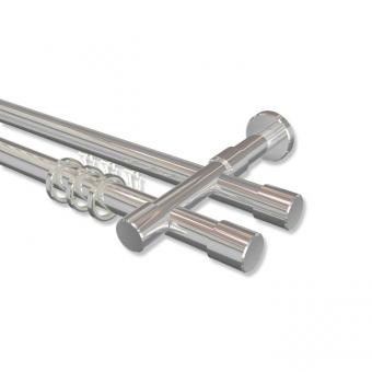 Rundrohr-Innenlauf Gardinenstange Aluminium / Metall 20 mm Ø 2-läufig PRESTIGE - Santo Chrom 100 cm